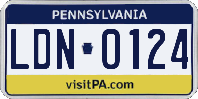 PA license plate LDN0124