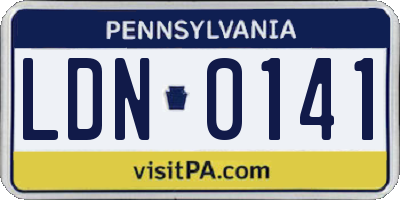 PA license plate LDN0141