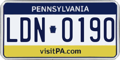 PA license plate LDN0190