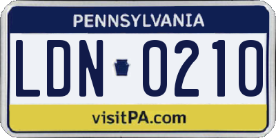 PA license plate LDN0210