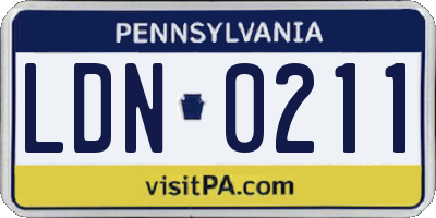 PA license plate LDN0211