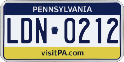 PA license plate LDN0212