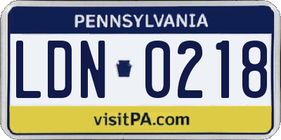 PA license plate LDN0218