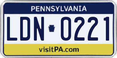 PA license plate LDN0221