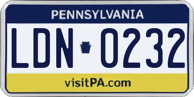 PA license plate LDN0232