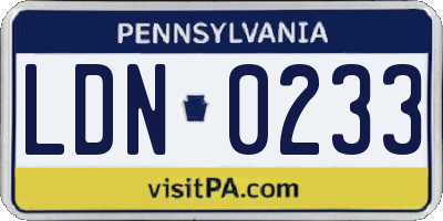 PA license plate LDN0233