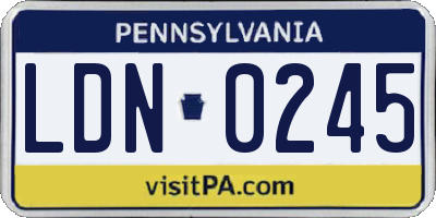 PA license plate LDN0245