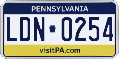 PA license plate LDN0254