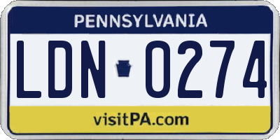 PA license plate LDN0274
