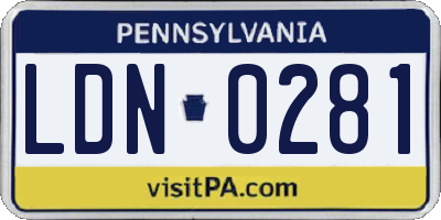 PA license plate LDN0281