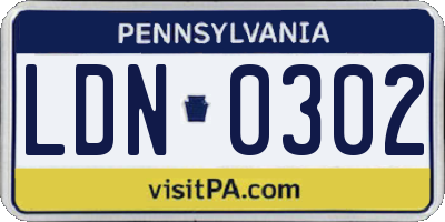 PA license plate LDN0302