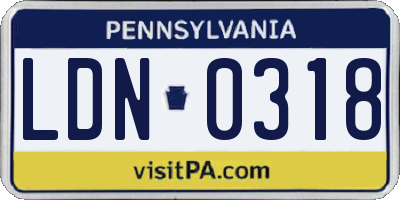 PA license plate LDN0318