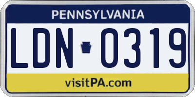 PA license plate LDN0319