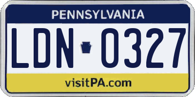 PA license plate LDN0327
