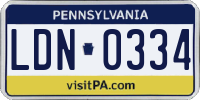 PA license plate LDN0334