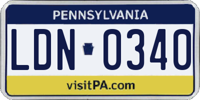 PA license plate LDN0340