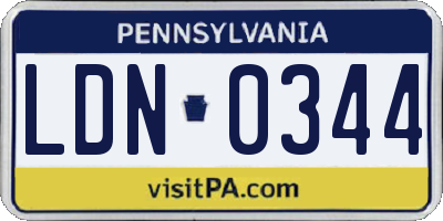PA license plate LDN0344