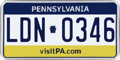 PA license plate LDN0346