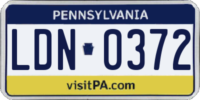 PA license plate LDN0372