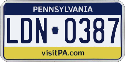 PA license plate LDN0387
