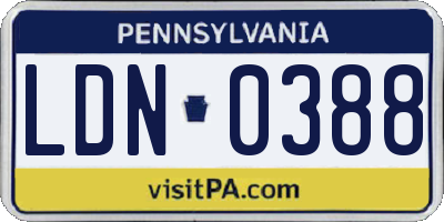 PA license plate LDN0388