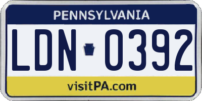 PA license plate LDN0392