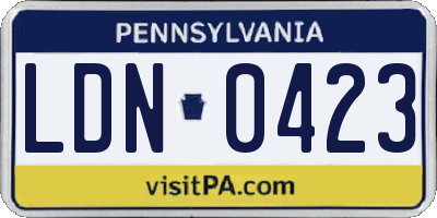 PA license plate LDN0423