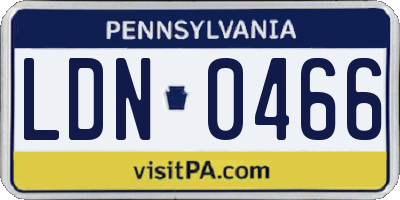 PA license plate LDN0466
