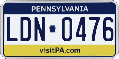 PA license plate LDN0476