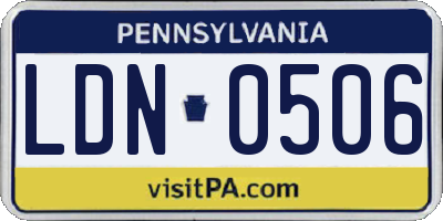 PA license plate LDN0506