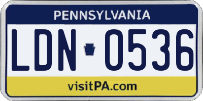 PA license plate LDN0536