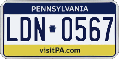 PA license plate LDN0567