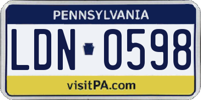 PA license plate LDN0598