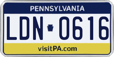 PA license plate LDN0616