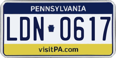 PA license plate LDN0617