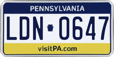 PA license plate LDN0647