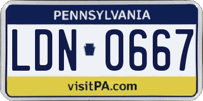 PA license plate LDN0667