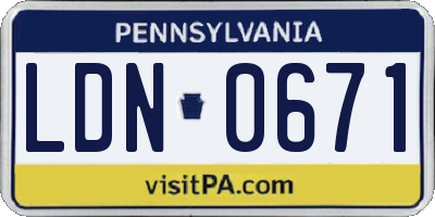 PA license plate LDN0671