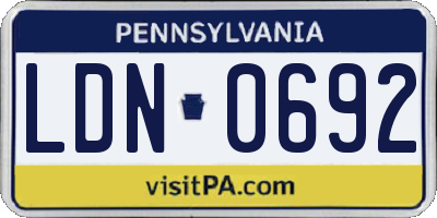 PA license plate LDN0692