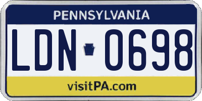 PA license plate LDN0698