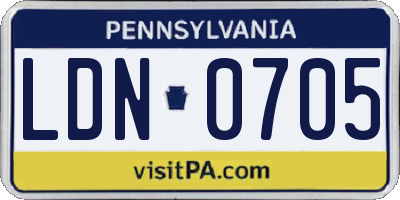 PA license plate LDN0705