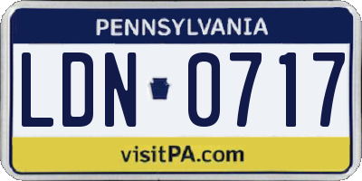 PA license plate LDN0717