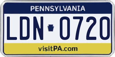 PA license plate LDN0720