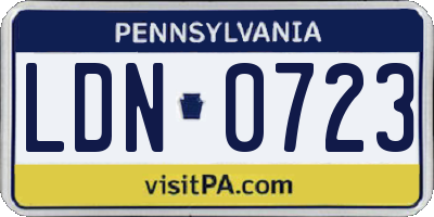 PA license plate LDN0723