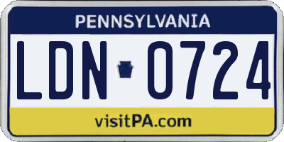PA license plate LDN0724