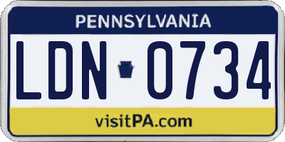 PA license plate LDN0734
