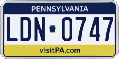 PA license plate LDN0747