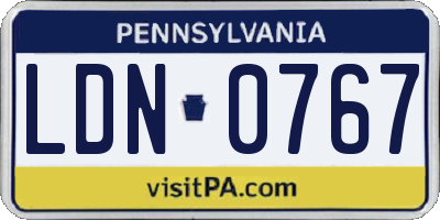 PA license plate LDN0767