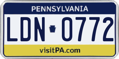 PA license plate LDN0772
