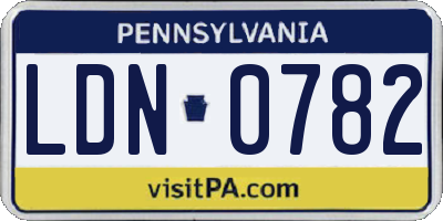 PA license plate LDN0782